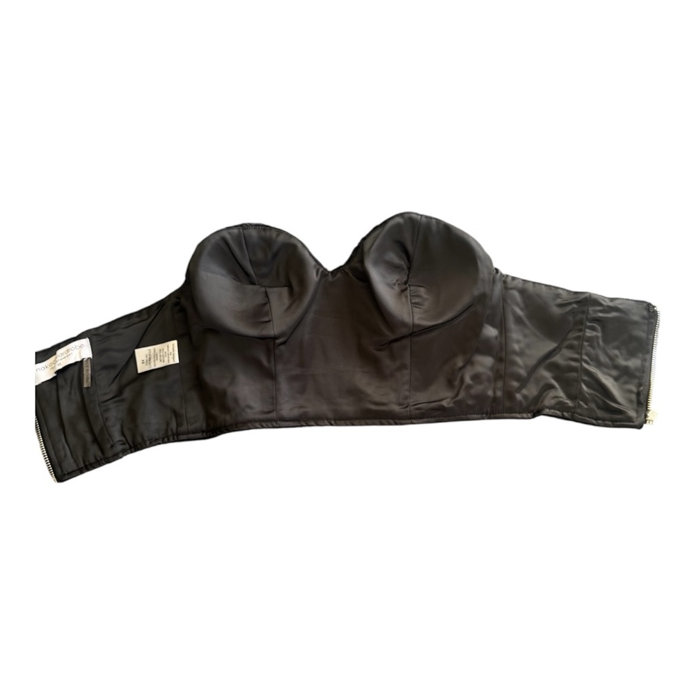 Naked Wardrobe Black Lace Bustier Corset Top XS | Strapless Structured Crop Top - Picture 5 of 7